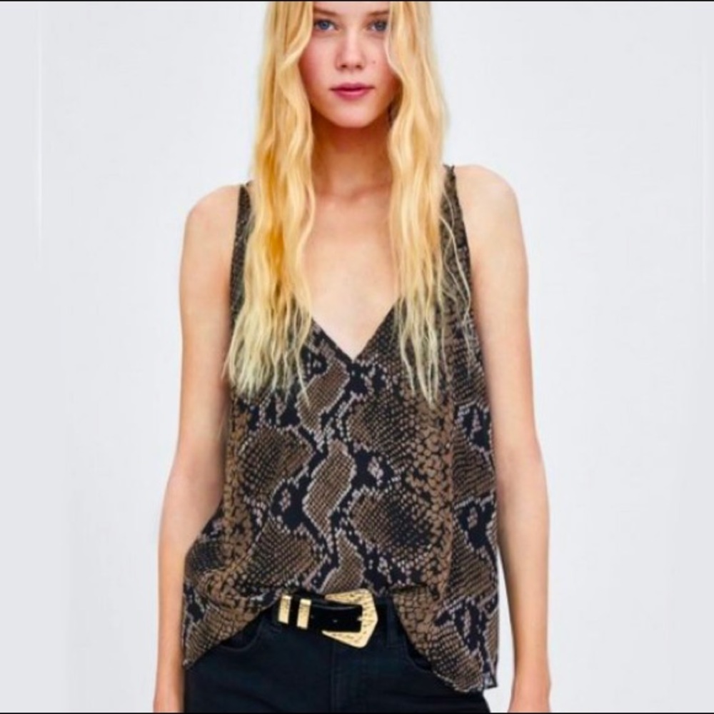 Zara trf snakeskin cami top